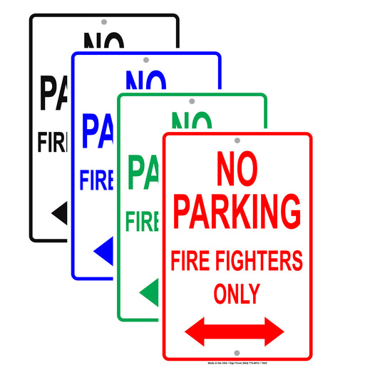 No Parking Firefighters Only Fire Department Rescue Squad Emergency Reserved Parking Aluminum Metal Sign Plate