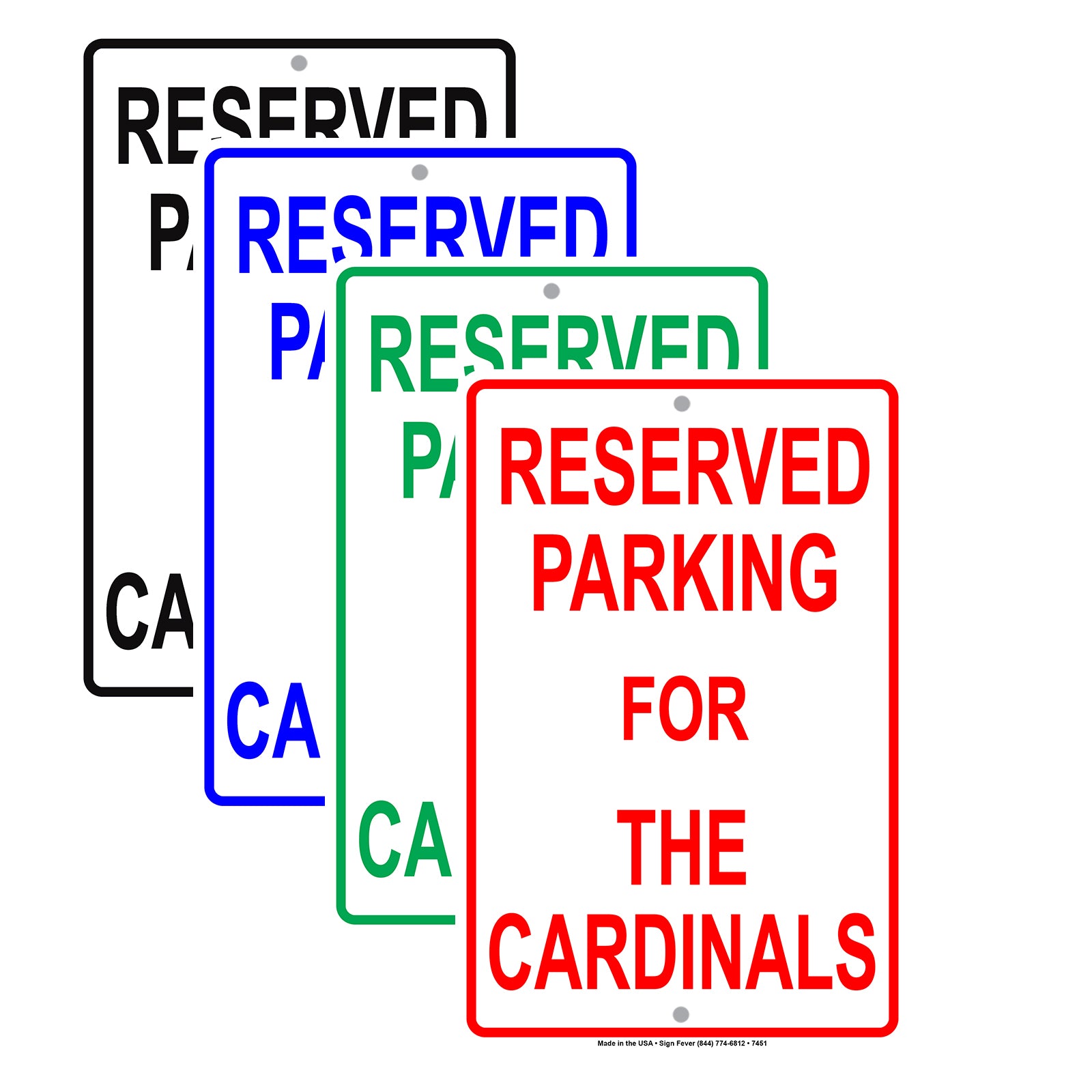 Reserved Parking For The Cardinals All Others Will Be Towed Aluminum Metal Sign Plate