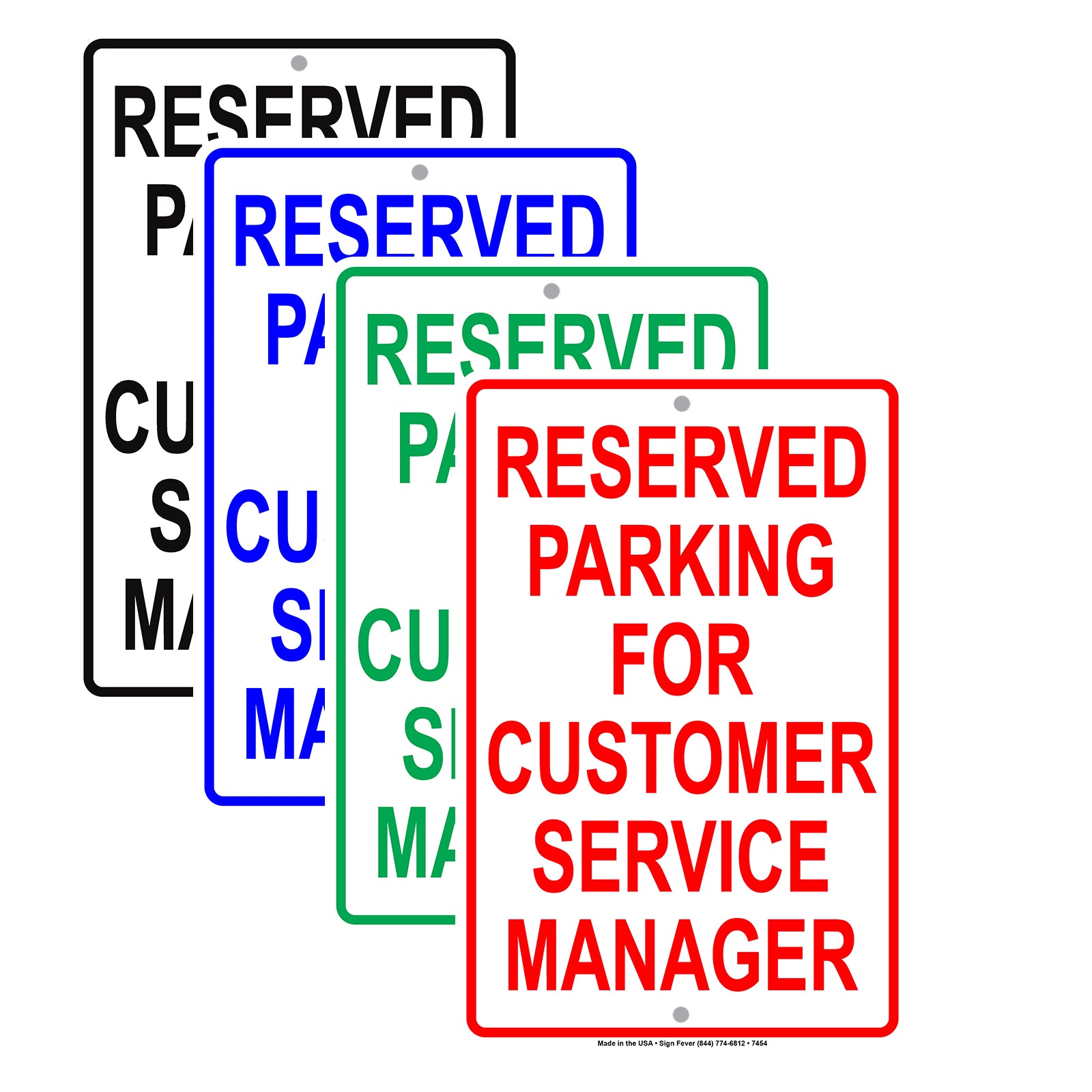Reserved Parking For Customer Service Manager All Others Will Be Towed Aluminum Metal Sign Plate