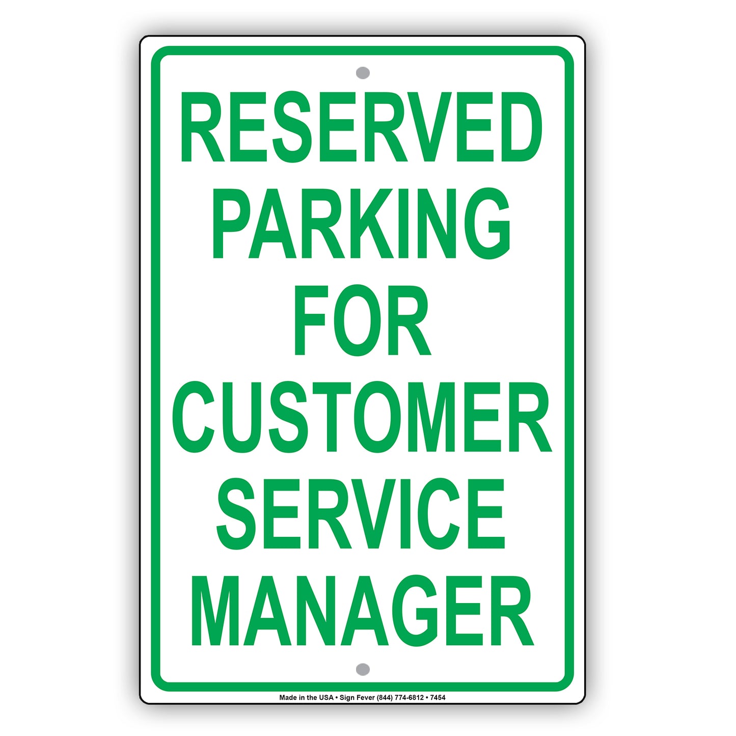 Reserved Parking For Customer Service Manager All Others Will Be Towed Aluminum Metal Sign Plate