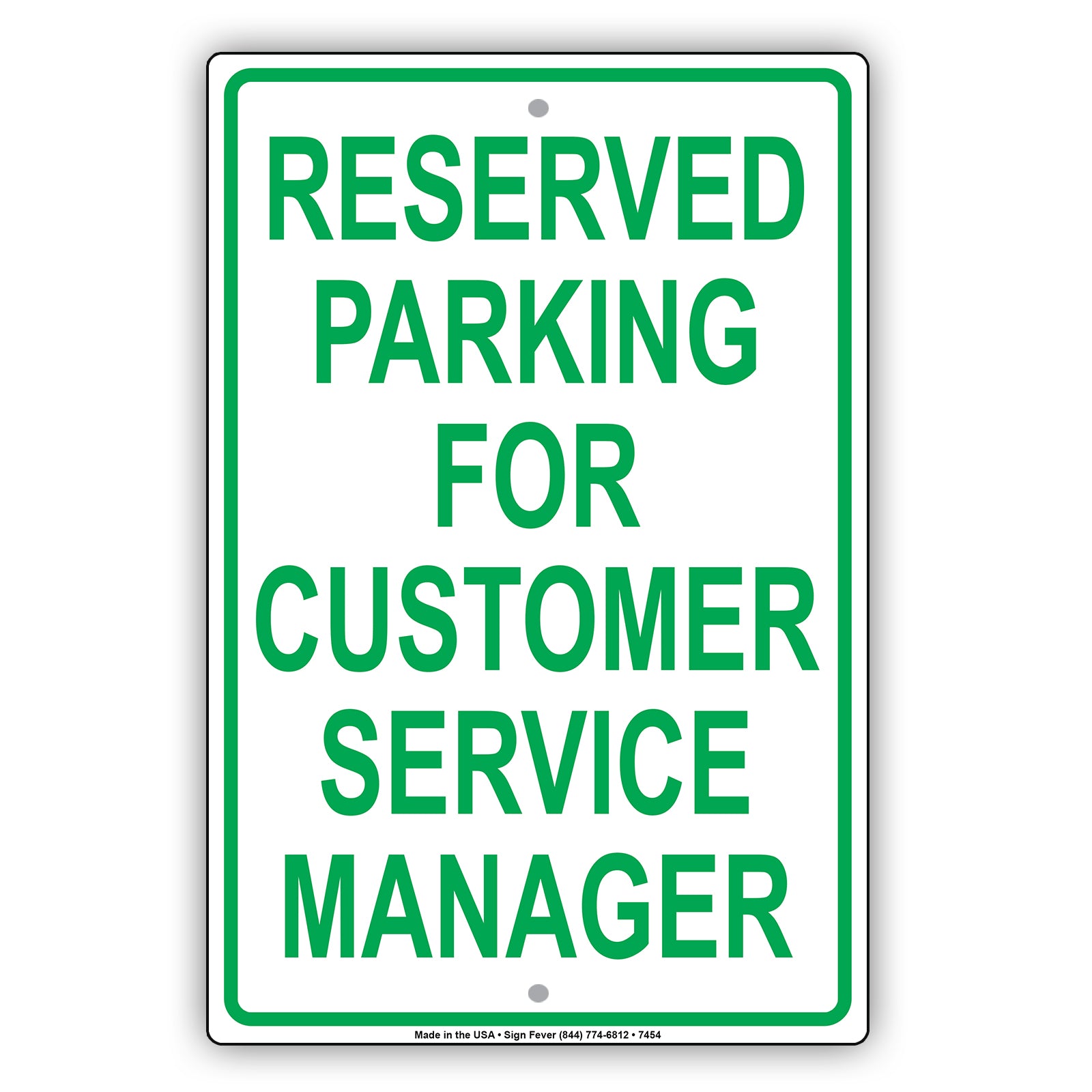 Reserved Parking For Customer Service Manager All Others Will Be Towed Aluminum Metal Sign Plate