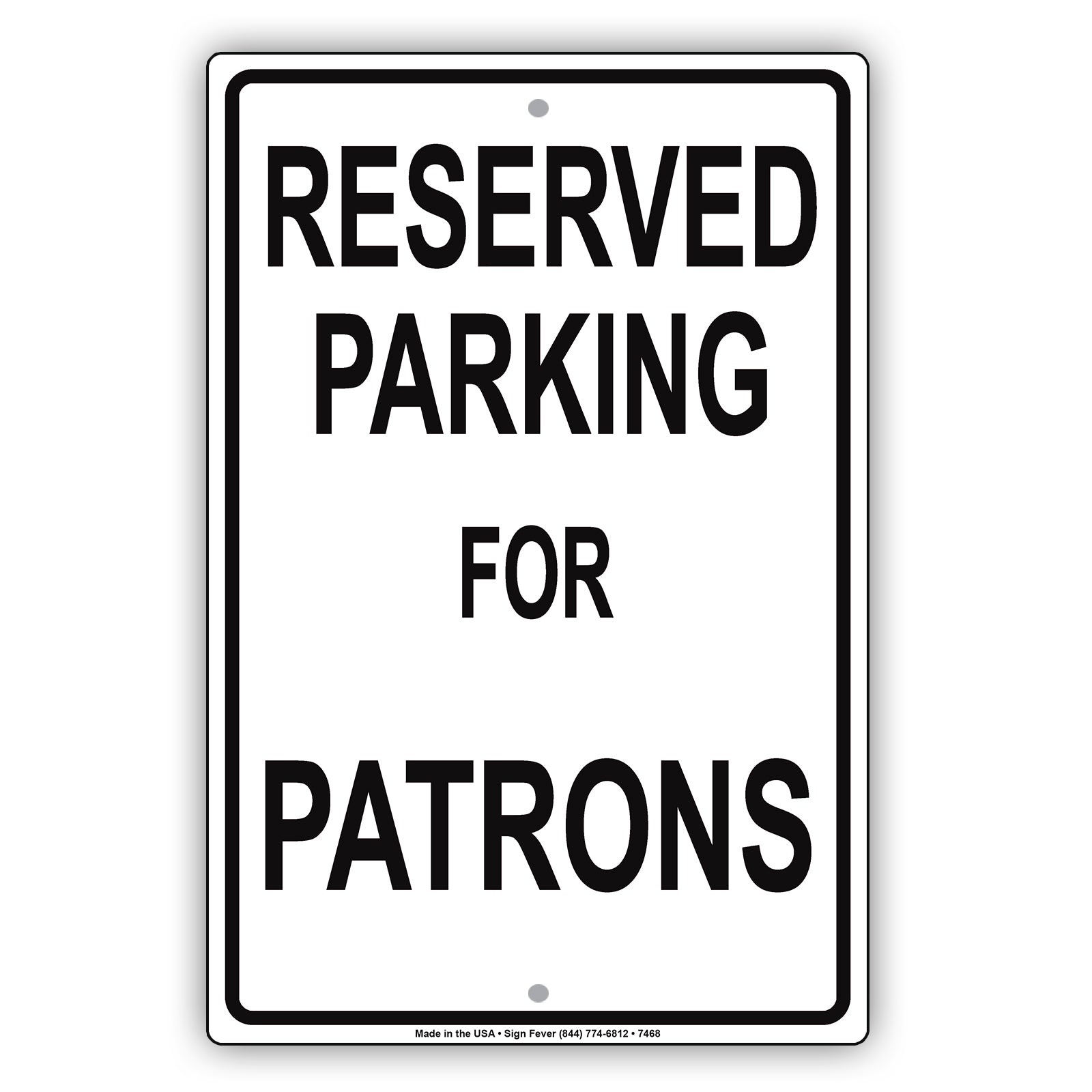 Reserved Parking For Patrons Only All Others Will Be Towed Aluminum Metal Sign Plate
