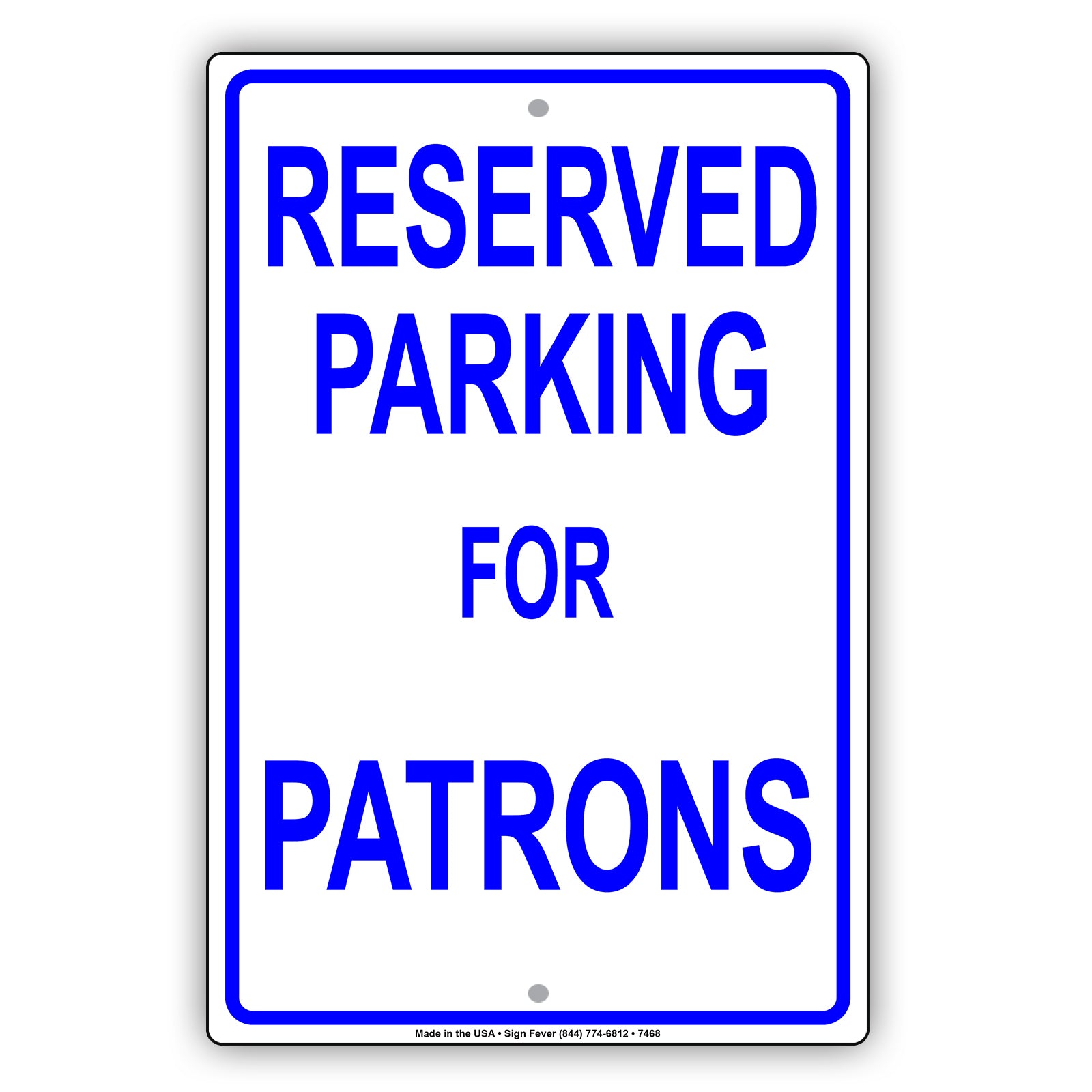 Reserved Parking For Patrons Only All Others Will Be Towed Aluminum Metal Sign Plate
