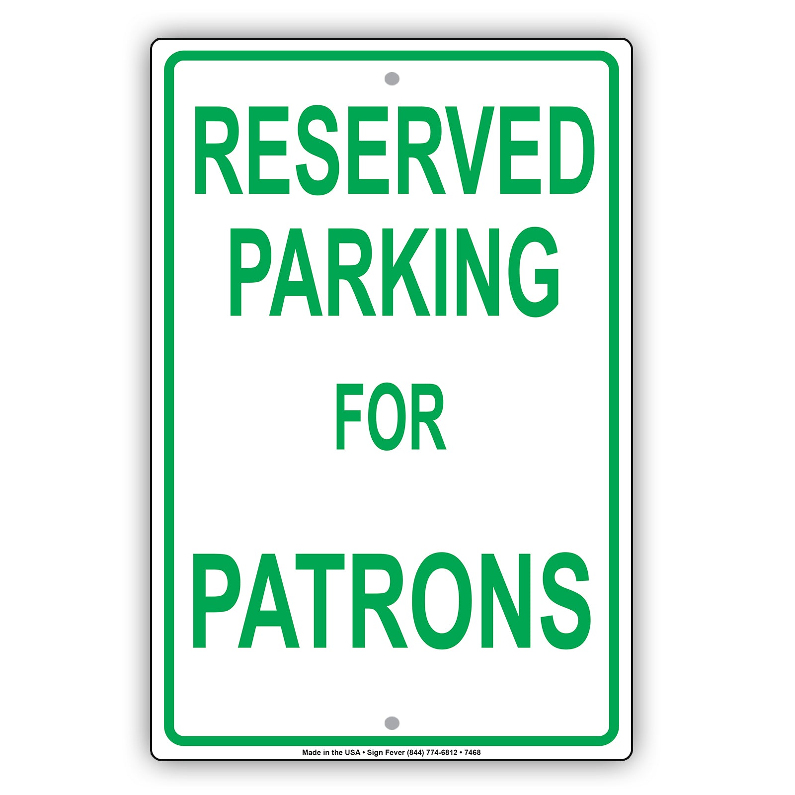 Reserved Parking For Patrons Only All Others Will Be Towed Aluminum Metal Sign Plate