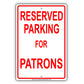 Reserved Parking For Patrons Only All Others Will Be Towed Aluminum Metal Sign Plate