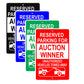 Reserved Parking For Auction Winner Unauthorized Vehicles Towed Away Aluminum Metal Sign Plate