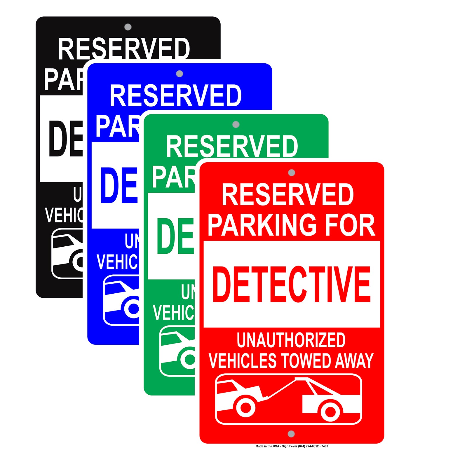 Reserved Parking For Detective Unauthorized Vehicles Towed Away Aluminum Metal Sign Plate
