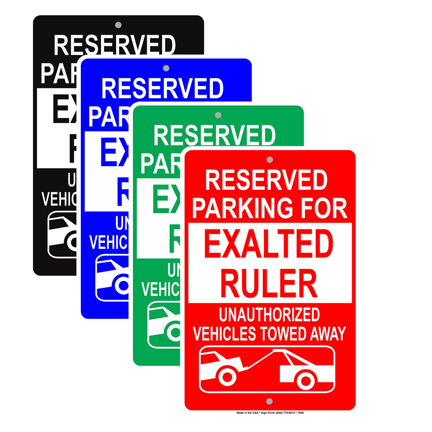 Reserved Parking For Exalted Ruler Unauthorized Vehicles Towed Away Aluminum Metal Sign Plate