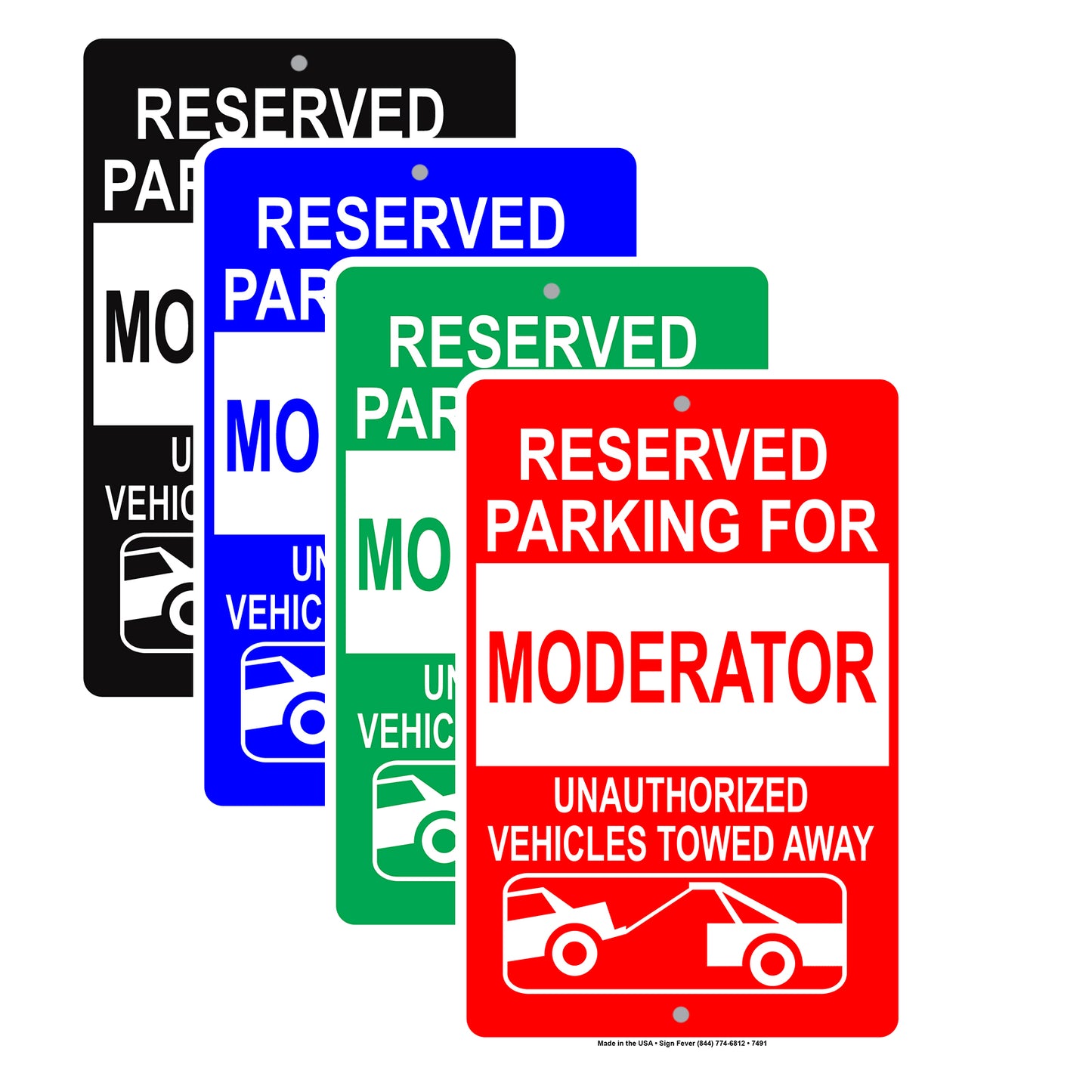 Reserved Parking For Moderator Only Unauthorized Vehicles Towed Away Aluminum Metal Sign Plate