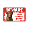 Beware! Guard Chessie Dog On Duty Dog Sign