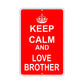 Keep Calm And Love Brother With Humor Jokes Funny Gags Novelty Caution Alert Warning Aluminum Sign