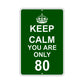 Keep Calm And You Are Only 80 With Humor Jokes Funny Gags Novelty Caution Alert Warning Aluminum