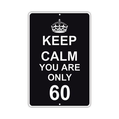 Keep Calm And You Are Only 60 With Humor Jokes Funny Gags Novelty Caution Alert Warning Aluminum