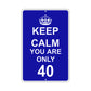 Keep Calm And You Are Only 40 With Humor Jokes Funny Gags Novelty Caution Alert Warning Aluminum