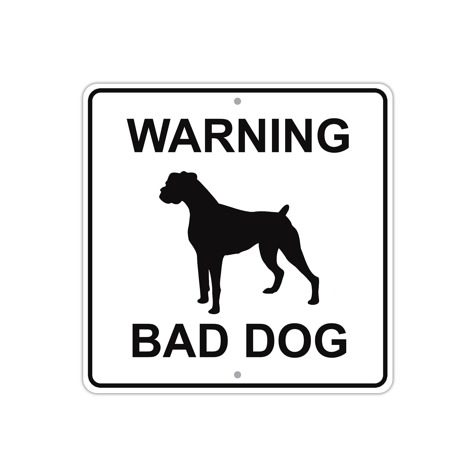Warning Bad Dog Square Aluminum Metal Sign Plate
