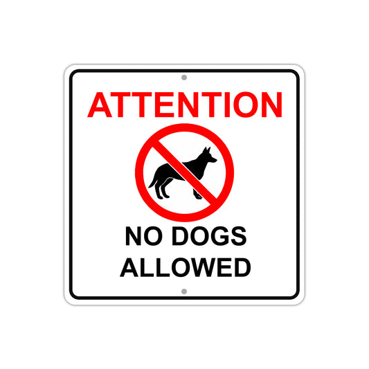 Attention No Dogs Allowed Private Property Aluminum Metal Sign Plate