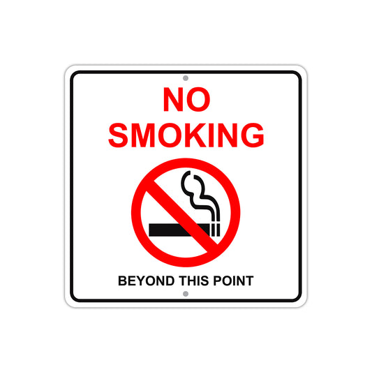 No Smoking Beyond This Point With Cigarette Aluminum Metal Sign Plate
