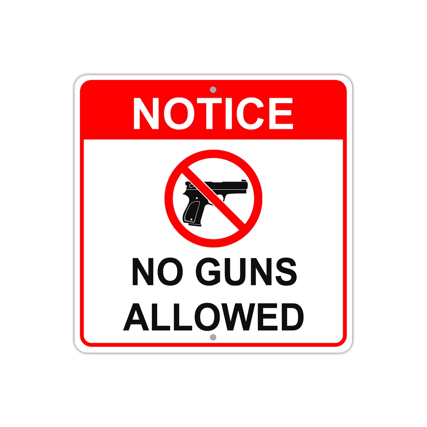 Notice No Guns Allowed Symbol Aluminum Metal Sign Plate