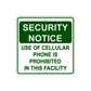 Security Notice Use of Phone Is Prohibited In Facility Aluminum Metal Sign Plate