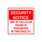 Security Notice Use of Phone Is Prohibited In Facility Aluminum Metal Sign Plate