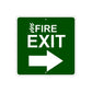 Fire Exit with Right Arrow Caution Aluminum Metal Sign Plate