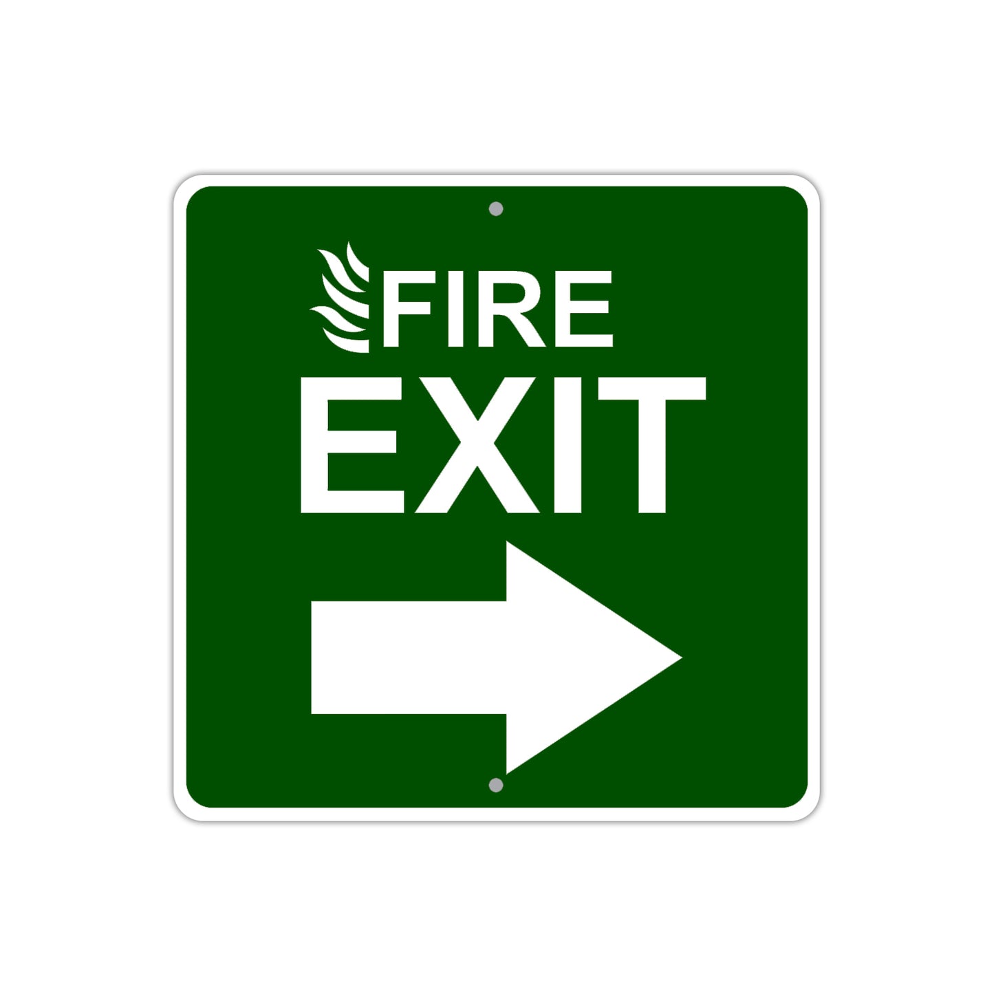 Fire Exit with Right Arrow Caution Aluminum Metal Sign Plate