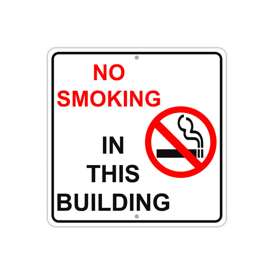 No Smoking In This Building Aluminum Metal Sign Plate