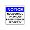 Notice No Alcohol or Drugs Permitted on Property Aluminum Metal Sign Plate