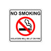 No Smoking Violators Will Be Lit on Fire Aluminum Metal Sign Plate