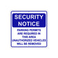 Security Notice Parking Permits Required in This Area Aluminum Metal Sign Plate