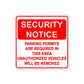 Security Notice Parking Permits Required in This Area Aluminum Metal Sign Plate