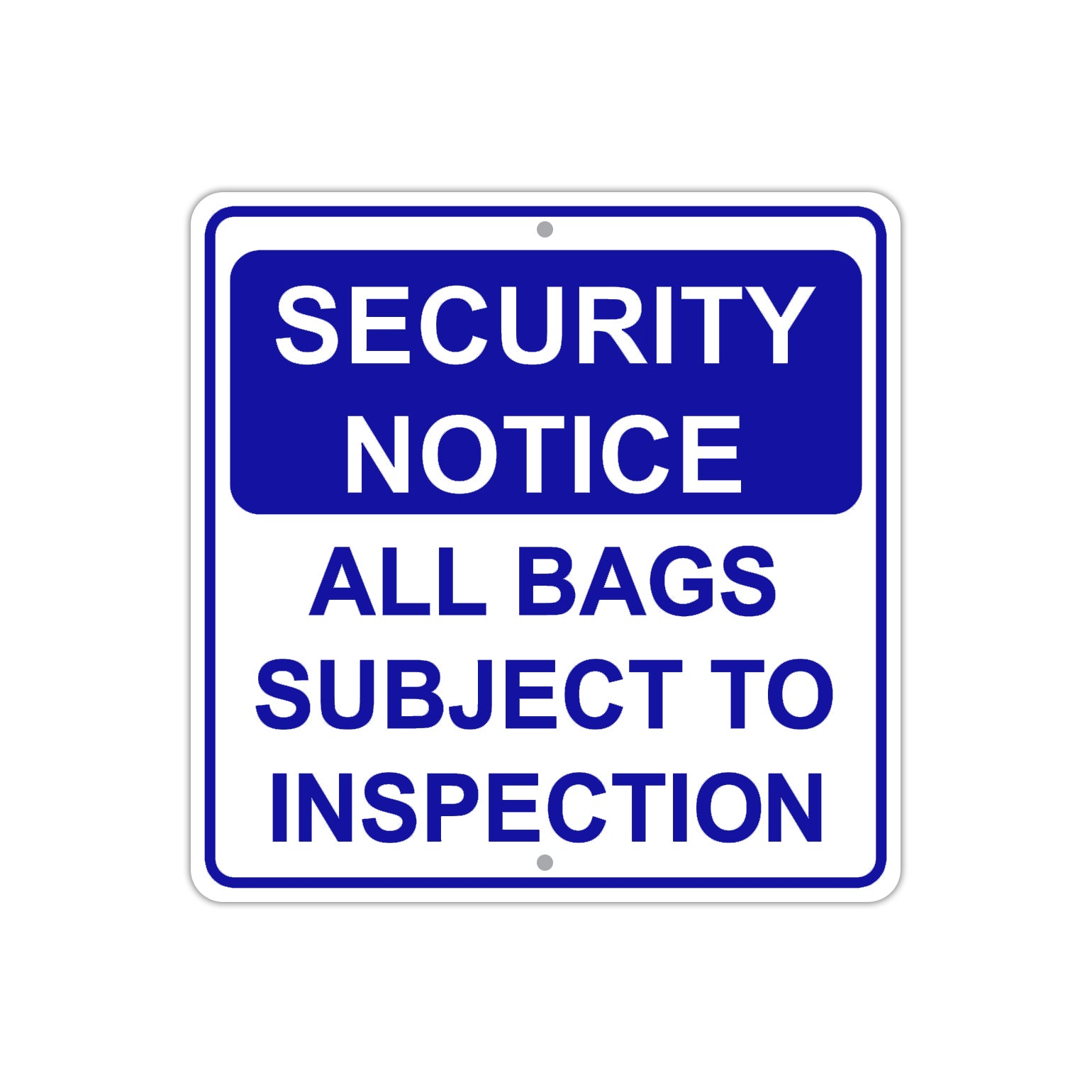 Sicherheits-Hinweisschild Aus Aluminium - 20,3 X 30,5 Cm, 'All Bags And Persons Subject To Search'
