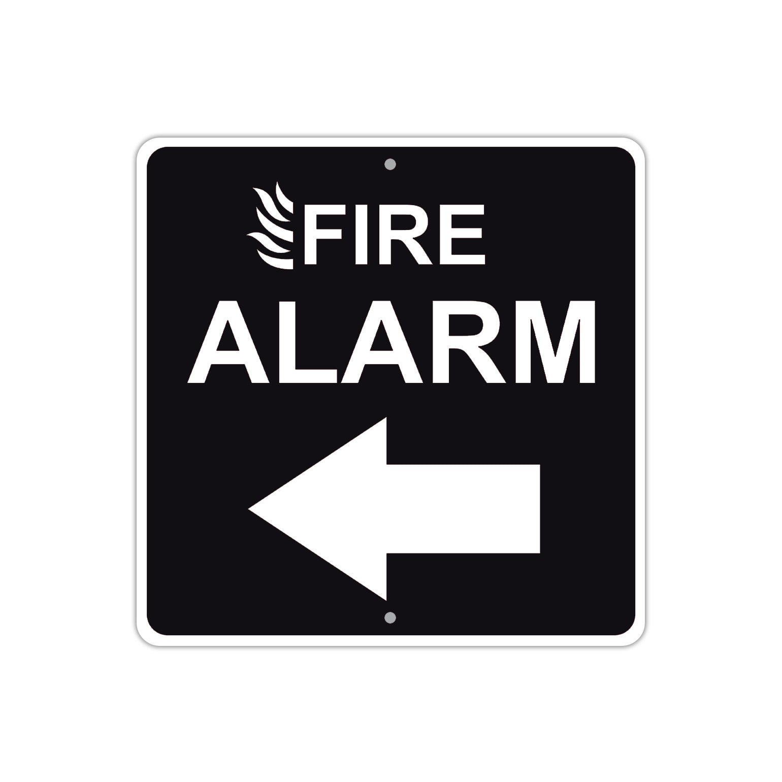 Fire Alarm with Left Arrow Caution Aluminum Metal Sign Plate