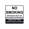 No Smoking Within 50 Feet of Building Entrance Caution Aluminum Metal Sign Plate