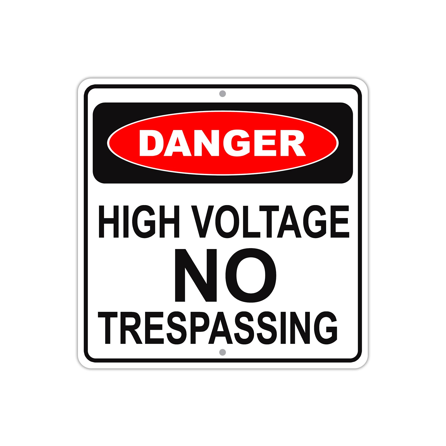 Danger High Voltage No Trespassing Aluminum Metal Sign Plate