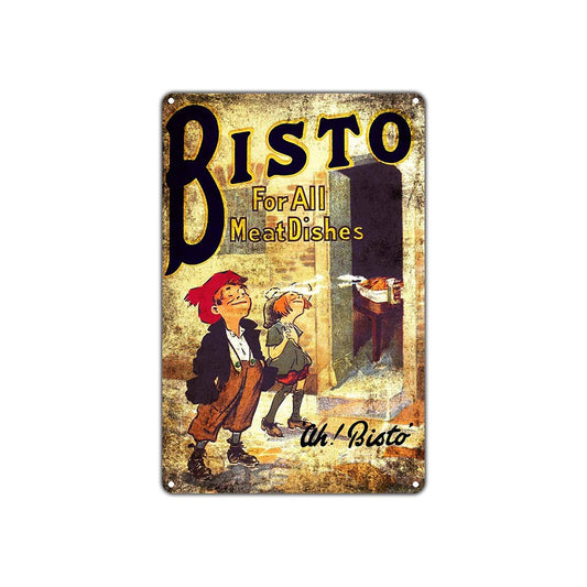 Bisto For All Meat Dishes Vintage Retro Wall Decor Art Shop Man Cave Bar Pub Garage Aluminum