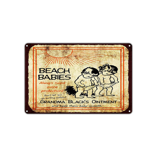 Beach Babies Need More Protection Grandma Black's Ointment Child Vintage Retro Aluminum