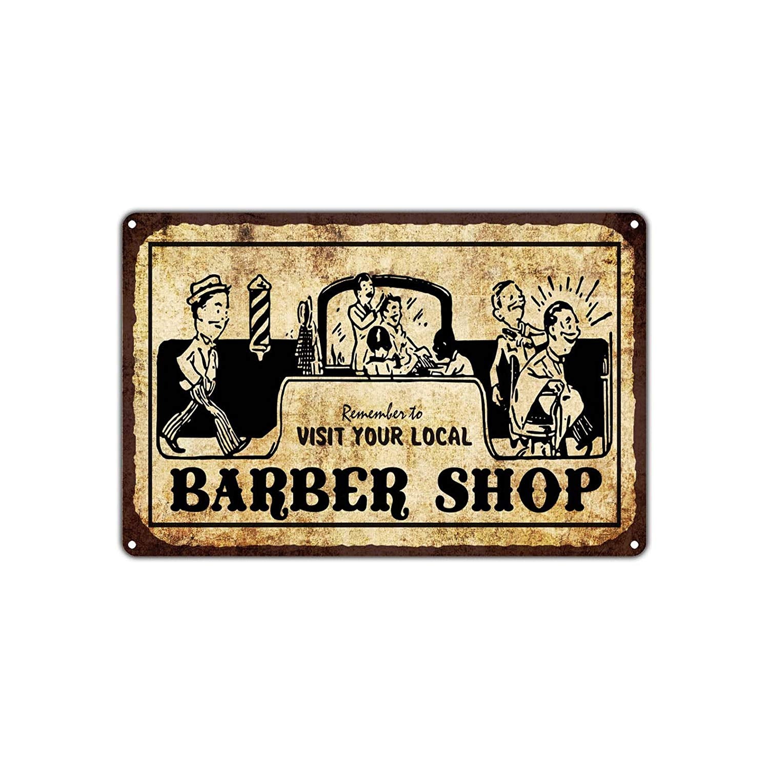 Remember To Visit Your Local Barber Shop Vintage Retro Wall Decor Art Shop Man Cave Bar Aluminum