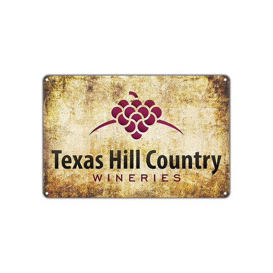 Texas Hill Country Wineries Vineyard Vintage Retro Wall Decor Art Shop Man Cave Bar Garage Aluminum
