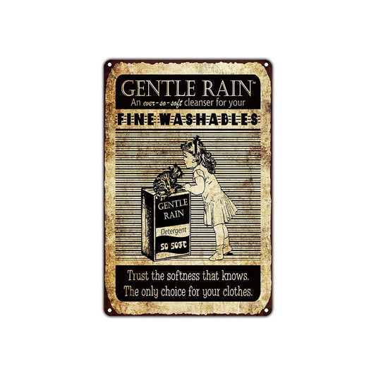 Gentle Rain Fine Washables Detergent The Only Choice For Your Clothes Vintage Retro Bar Aluminum