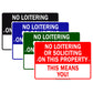 No Loitering Or Solicting On This Property This Means You! Aluminum Metal Sign