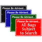 Please Be Advised All Bags Subject To Search Strictly Prohibited Aluminum Metal Sign Plate