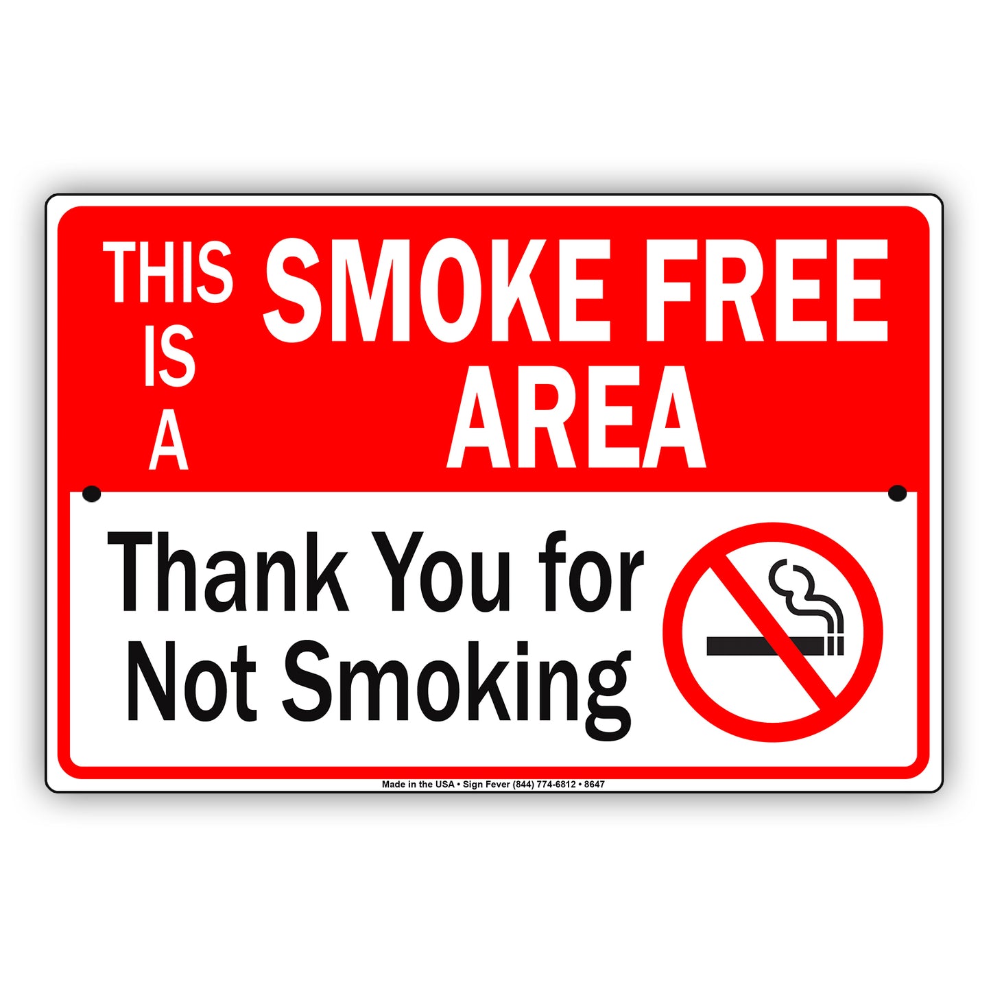 This Is A Smoke Free Area Thank You For Not Smoking Restricted Strictly Prohibited Aluminum Metal Sign Plate