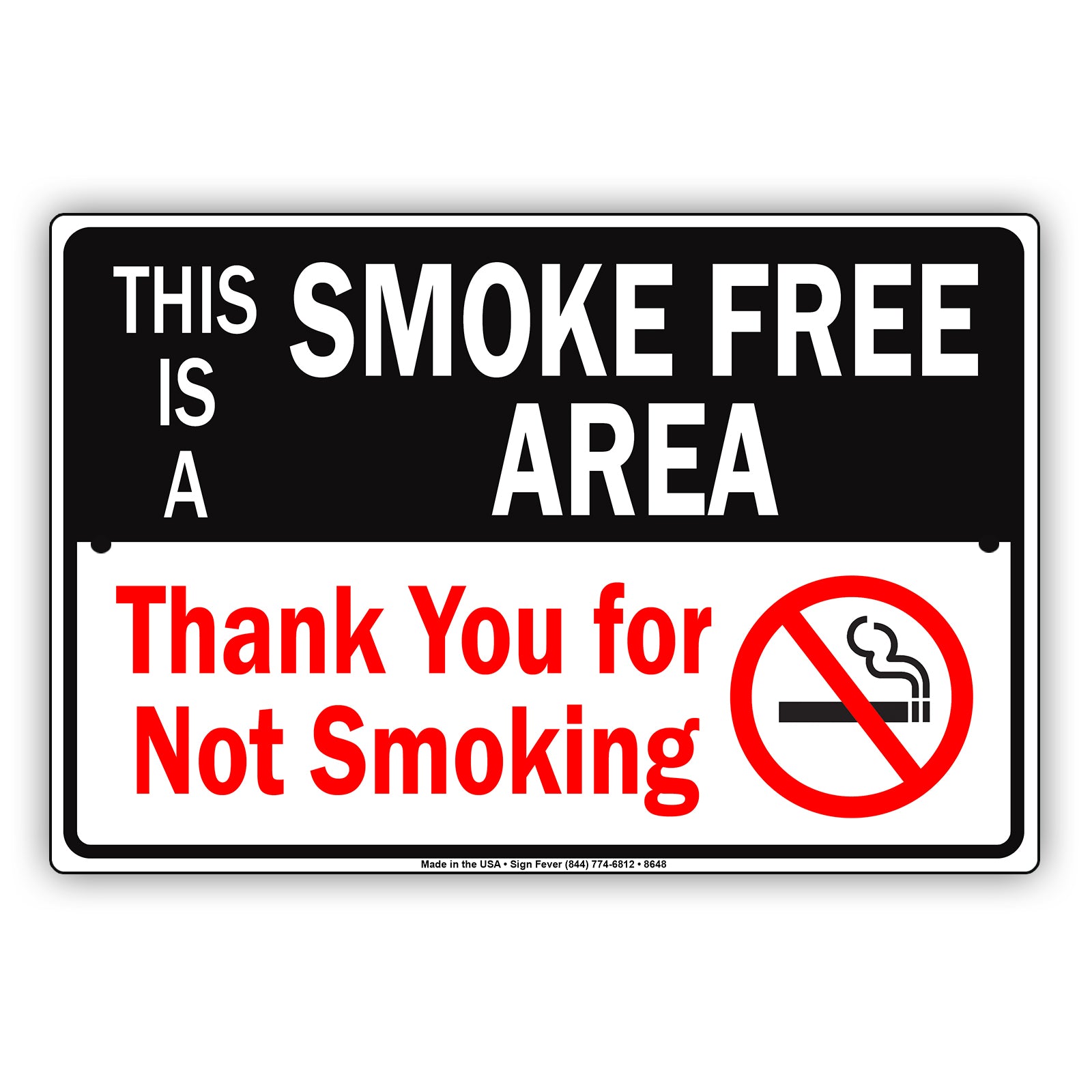 This Is A Smoke Free Area Thank You For Not Smoking Novelty Restricted Strictly Prohibited Aluminum Metal Sign Plate