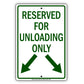 Reserved For Unloading Only Aluminum Decor Garage Sign