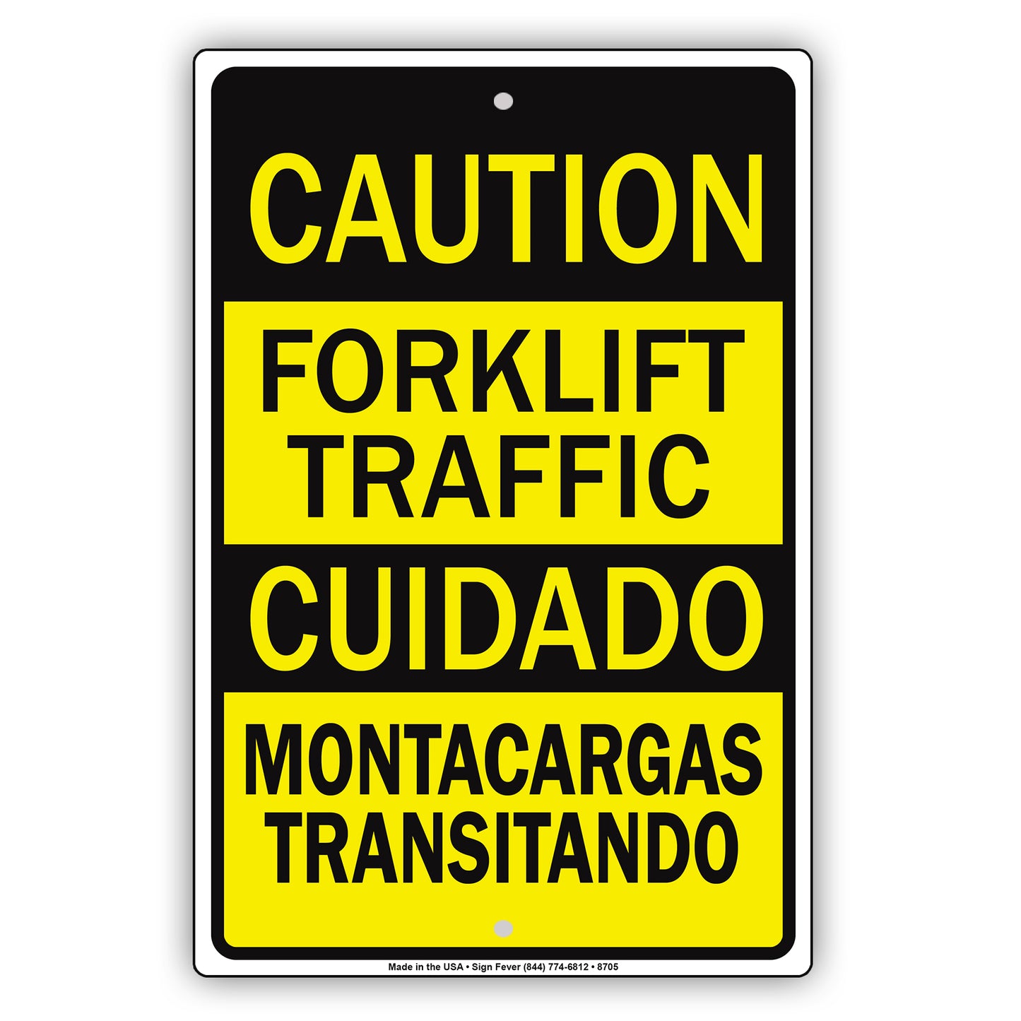 Caution Forklift Traffic Spanish Aluminum Metal Sign Plate