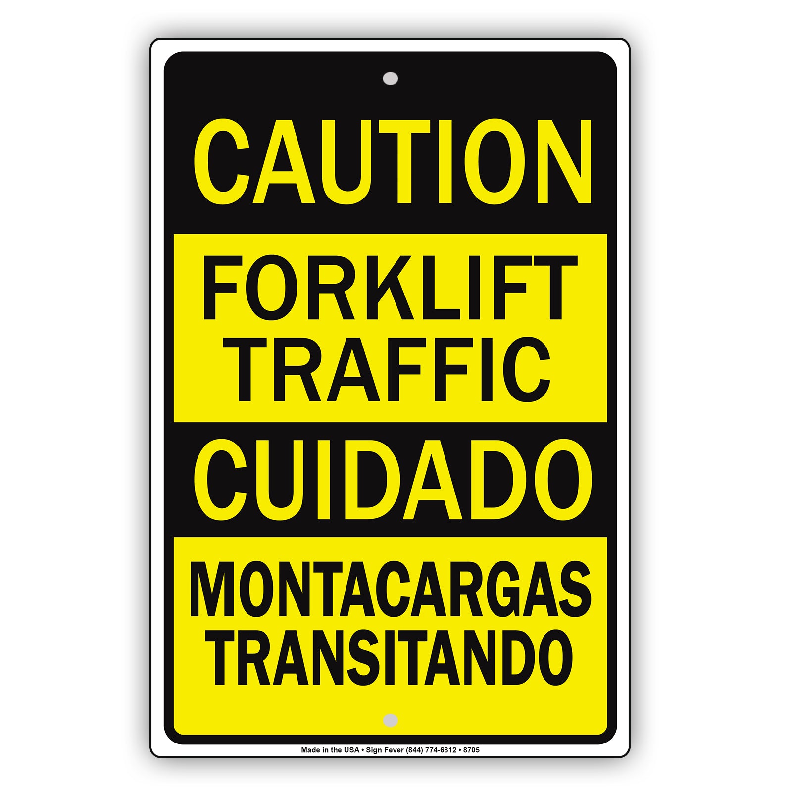 Caution Forklift Traffic Spanish Aluminum Metal Sign Plate