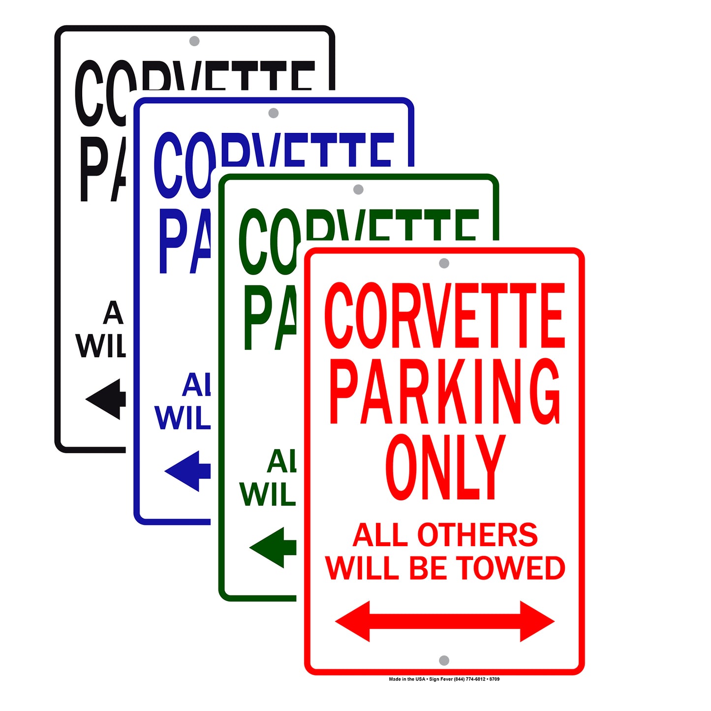 Corvette Parking Only All Others Will Be Towed Aluminum Metal Sign Plate