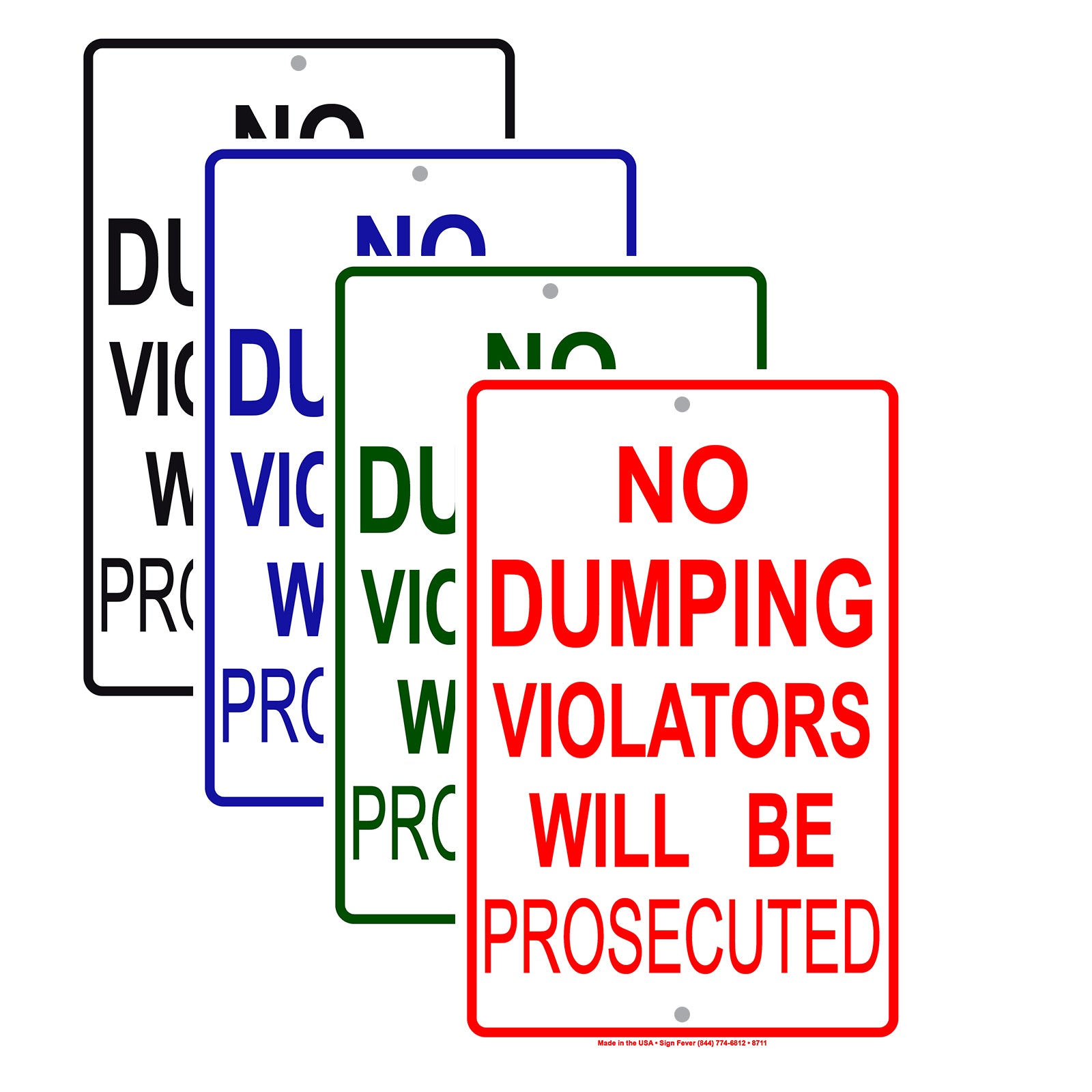 No Dumping Violators Will Be Prosecuted Restriction Aluminum Metal Sign Plate
