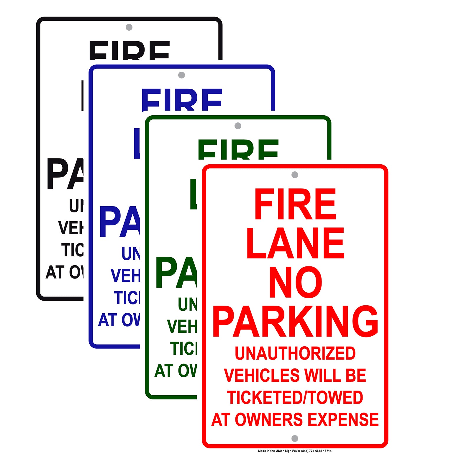 Fire Lane No Parking Unathorized Vehicle Will Be Ticketed Aluminum Metal Sign Plate